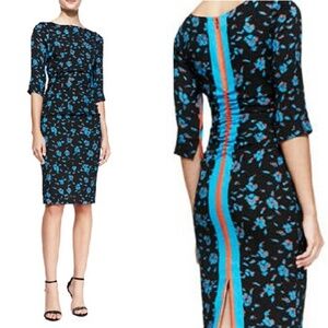 Tracy Reese Posey Silk Crepe Boatneck Bodycon Midi Dress